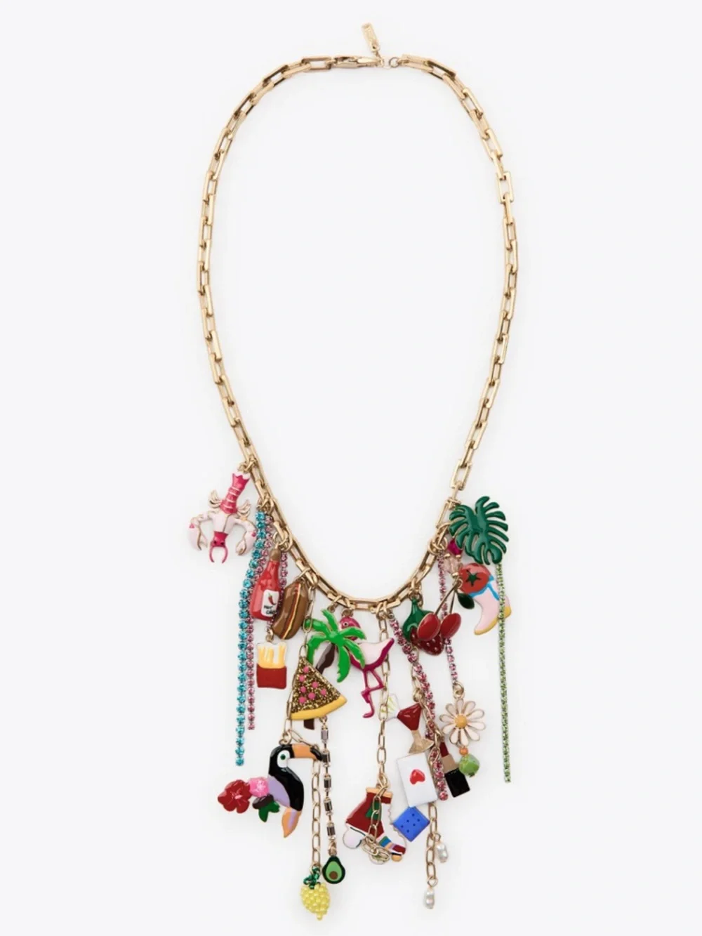 Zara charm link necklace, tropical